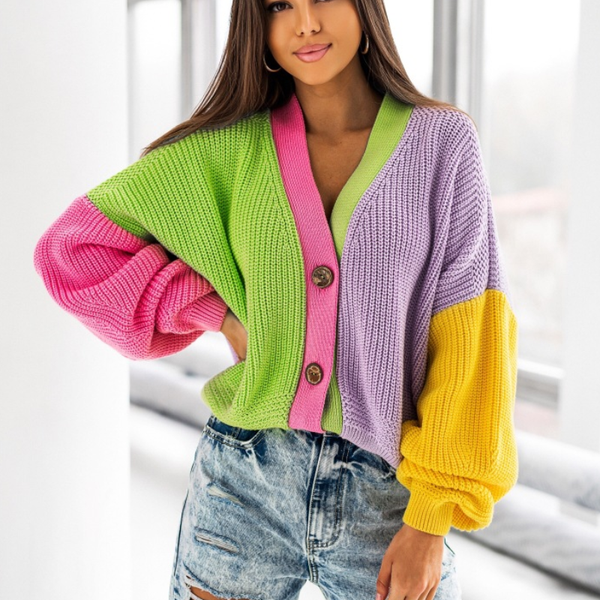 color-block cardigan sweater women puff sleeve casual loose jumper autumn winter v neck knitted oversized cardigan sweaters, White;black
color-block cardigan sweater women puff sleeve casual loose jumper autumn winter v neck knitted oversized cardigan sweaters, White;black