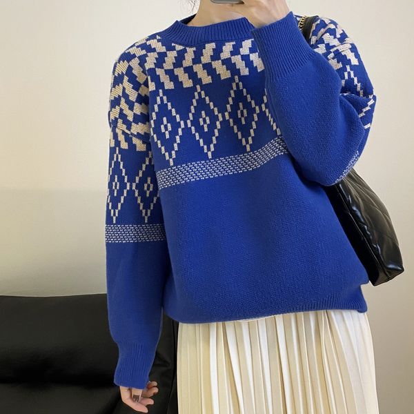 yeeloca winter vintage contrast color sweater women's casual o-neck warm pullovers korean sweet geometric knitted sweater h1211, White;black
yeeloca winter vintage contrast color sweater women's casual o-neck warm pullovers korean sweet geometric knitted sweater h1211, White;black