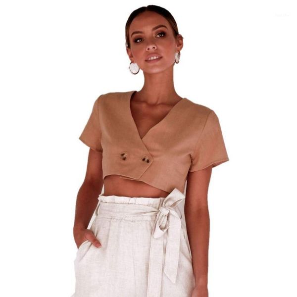short cropped double-breasted short-sleeved shirt women's 2021 summer v-neck pullover fashion simple short blouse1, White
short cropped double-breasted short-sleeved shirt women's 2021 summer v-neck pullover fashion simple short blouse1, White