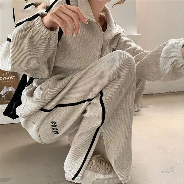 new 2021 autumn women sweater 2 piece sets long sleeve sportwear pullover and side split pant 2 pcs outfits, Gray
new 2021 autumn women sweater 2 piece sets long sleeve sportwear pullover and side split pant 2 pcs outfits, Gray