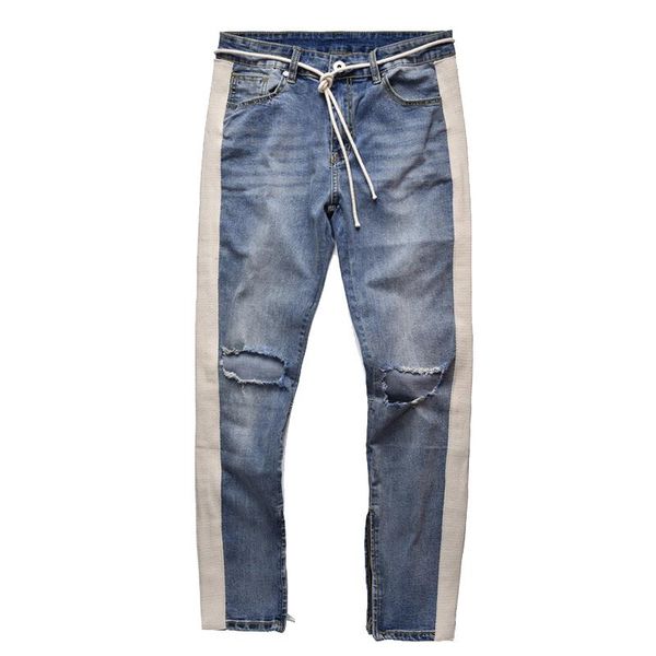 men's jeans 2021 men ripped hole skinny denim hip pants trousers sweatpants streetwear pencil hombre, Blue 
men's jeans 2021 men ripped hole skinny denim hip pants trousers sweatpants streetwear pencil hombre, Blue