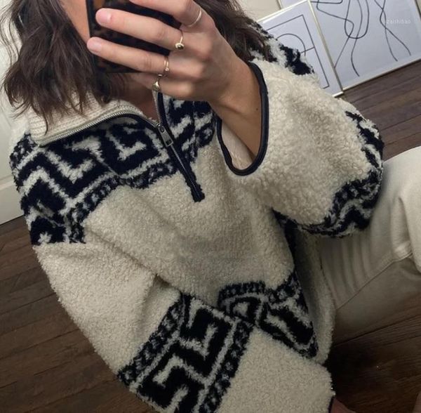 women coat 2020 fall/winter new half-zipper lapel wool retro pattern long sleeve men's and women's coat1, Black
women coat 2020 fall/winter new half-zipper lapel wool retro pattern long sleeve men's and women's coat1, Black