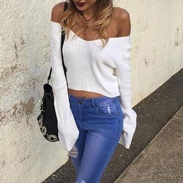 2020 autumn winter women pullover v-neck off shoulder sweater knitted stylish casual korean female jumpers #t1g, White;black
2020 autumn winter women pullover v-neck off shoulder sweater knitted stylish casual korean female jumpers #t1g, White;black