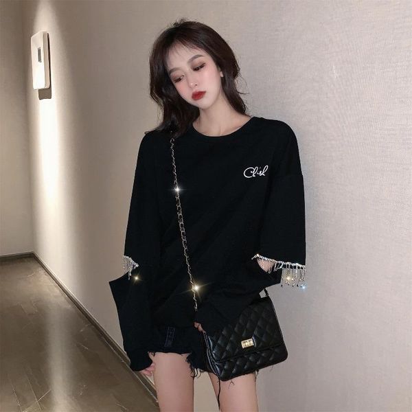 2020 new autumn and winter ladies round neck pure black sportswear wild korean style sports street pullover sweatshirt
2020 new autumn and winter ladies round neck pure black sportswear wild korean style sports street pullover sweatshirt