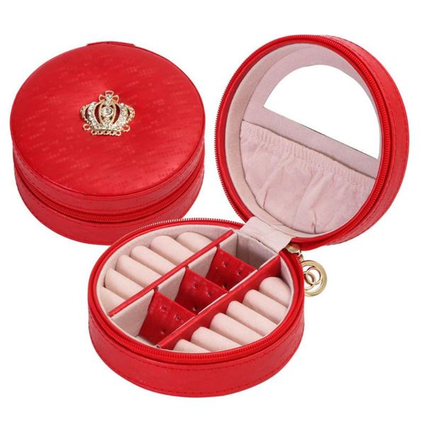 crown design with mirror rings display portable multi-layer round case organizer solid necklace jewelry box pu leather, Pink;blue
crown design with mirror rings display portable multi-layer round case organizer solid necklace jewelry box pu leather, Pink;blue