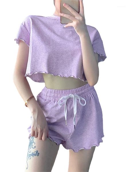 running sets women´s cropped shirt, high-waist shorts, lace-up casual elastic ruffle hem sports suit1, Black;blue
running sets women´s cropped shirt, high-waist shorts, lace-up casual elastic ruffle hem sports suit1, Black;blue