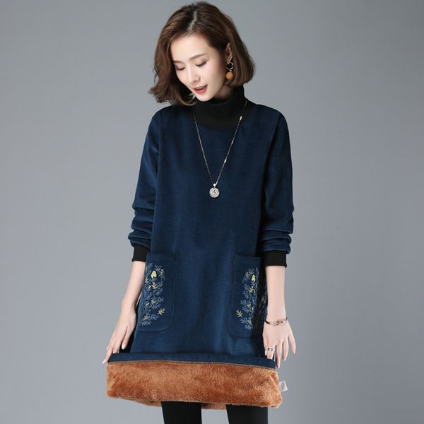 2021 new high-necked plus velvet dress autumn winter new style mid-long middle-aged women's skirt thick bottoming sweater dresse 8k4a, Black;gray
2021 new high-necked plus velvet dress autumn winter new style mid-long middle-aged women's skirt thick bottoming sweater dresse 8k4a, Black;gray