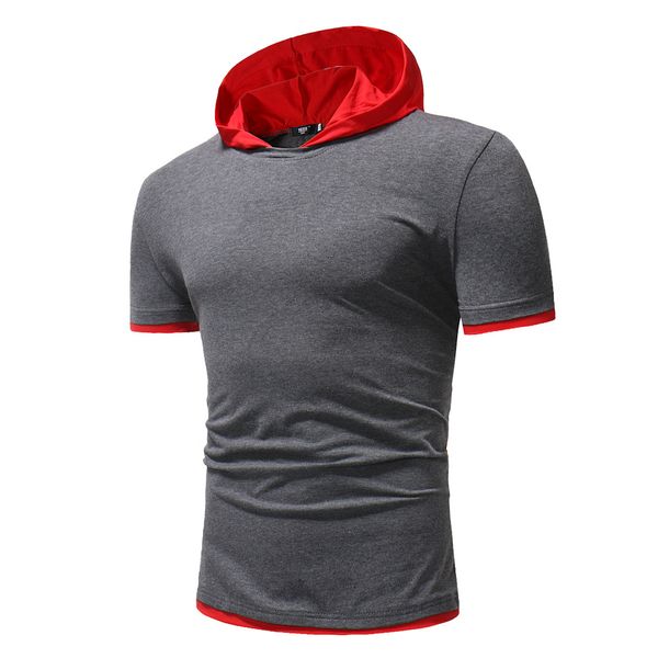 men's summer new style fashion hooded slim half color matching casual short sleeve t-shirt for men, White;black
men's summer new style fashion hooded slim half color matching casual short sleeve t-shirt for men, White;black