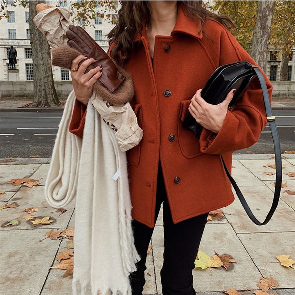 autumn winter woolen short coat long sleeve single breasted loose korean style ladies outerwear casual minimalist manteau femmex1016, Black;brown
autumn winter woolen short coat long sleeve single breasted loose korean style ladies outerwear casual minimalist manteau femmex1016, Black;brown