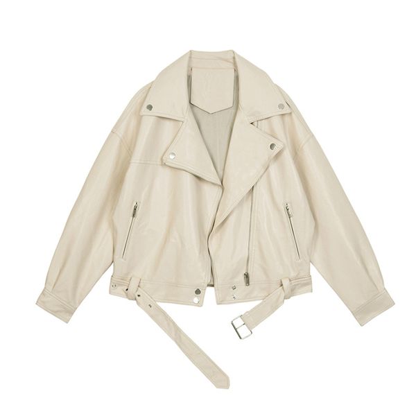 2020 new spring women pu leather motorcycle jacket female with belt solid color jackets ladys loose casual jacket, Black
2020 new spring women pu leather motorcycle jacket female with belt solid color jackets ladys loose casual jacket, Black