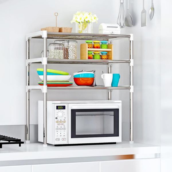 hooks & rails microwave oven shelving unit kitchen storage shelf rack 2/3 tier multi-functional standing type
hooks & rails microwave oven shelving unit kitchen storage shelf rack 2/3 tier multi-functional standing type