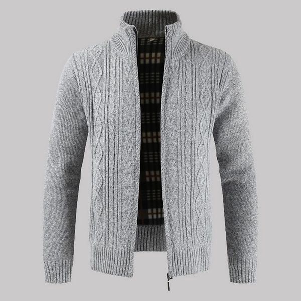 men's sweaters autumn opener zipper sweater thickened and velvet stand collar loose warm knitted jacket, White;black
men's sweaters autumn opener zipper sweater thickened and velvet stand collar loose warm knitted jacket, White;black