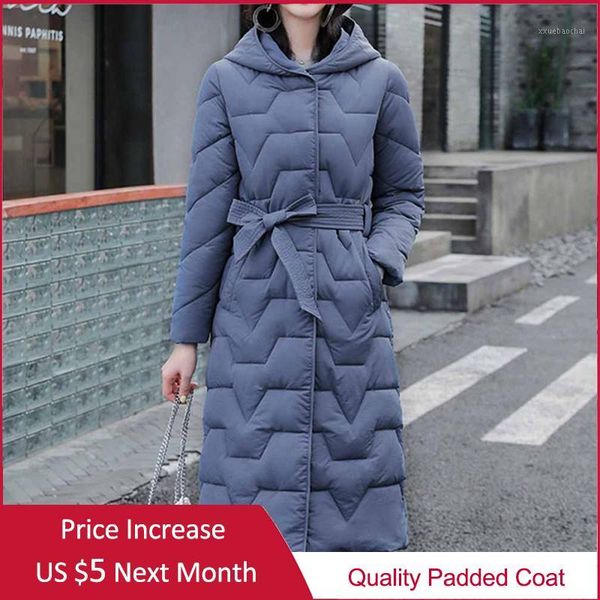 2020 winter women jacket long hooded cotton padded female coat belt warm outwear womens parka manteau femme hiver1, Black
2020 winter women jacket long hooded cotton padded female coat belt warm outwear womens parka manteau femme hiver1, Black