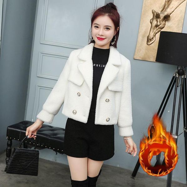 women's fur & faux women 2021 autumn winter fashion furry coat female chic thick warm cashmere jackets solid collar buttons outwear s74, Black
women's fur & faux women 2021 autumn winter fashion furry coat female chic thick warm cashmere jackets solid collar buttons outwear s74, Black