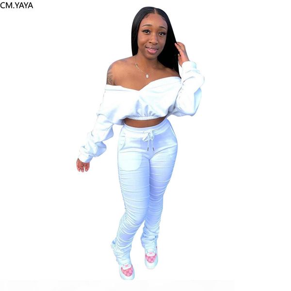 cm.yaya solid casual women two piece set off shoulder sweatshirts stacked jogger pants suit tracksuit matching set casual outfit 201007, White
cm.yaya solid casual women two piece set off shoulder sweatshirts stacked jogger pants suit tracksuit matching set casual outfit 201007, White