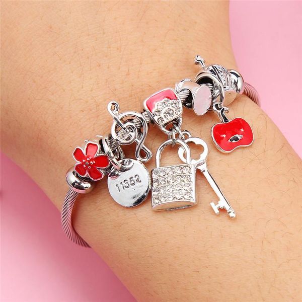 charm bracelets simple fashion crystal key lock for women alloy bead stainless steel adjustable bangles bracelet couple jewelry, Golden;silver
charm bracelets simple fashion crystal key lock for women alloy bead stainless steel adjustable bangles bracelet couple jewelry, Golden;silver