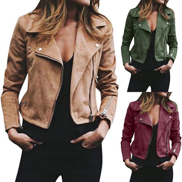 solid color slim long sleeve lapel zipper streetwear for women short jacket coat fashion punk plus size women jacket coat 2021, Black;brown
solid color slim long sleeve lapel zipper streetwear for women short jacket coat fashion punk plus size women jacket coat 2021, Black;brown