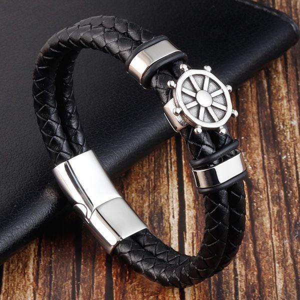 mens leather bracelets stainless steel leather creative anchor rudder charm bracelets men's titanium steel jewelry fashion jewelry gift, Golden;silver
mens leather bracelets stainless steel leather creative anchor rudder charm bracelets men's titanium steel jewelry fashion jewelry gift, Golden;silver