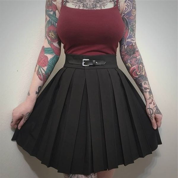 instagothic high waist pleated skirts women punk school style ruched black pleated mini skirts buckle streetwear spring t200324
instagothic high waist pleated skirts women punk school style ruched black pleated mini skirts buckle streetwear spring t200324