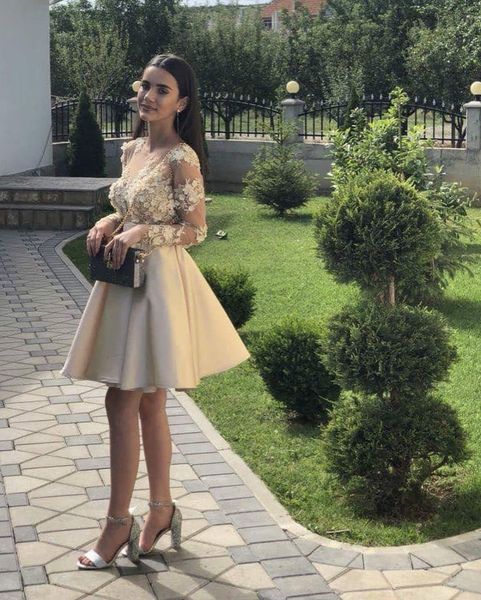 long sleeves knee length prom dress 3d flowers cut out bodice applique girls gown for graduation party dresses, Black
long sleeves knee length prom dress 3d flowers cut out bodice applique girls gown for graduation party dresses, Black