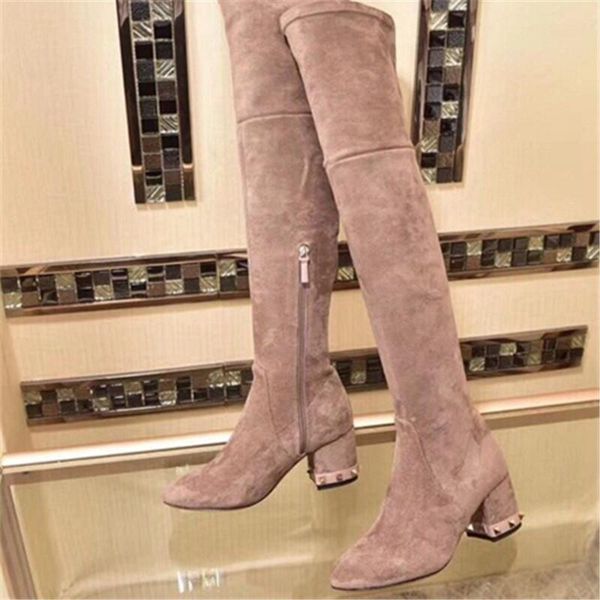 2020 women boots genuine leather rivet stretch fabric zipper pointed toe warm winter boots mixed color designer, Black
2020 women boots genuine leather rivet stretch fabric zipper pointed toe warm winter boots mixed color designer, Black