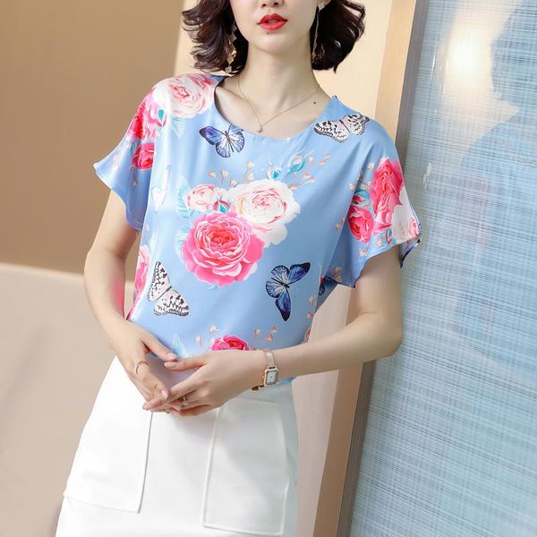 korean silk women blouses women satin print blouse shirts woman floral blouses plus size womens and short, White
korean silk women blouses women satin print blouse shirts woman floral blouses plus size womens and short, White