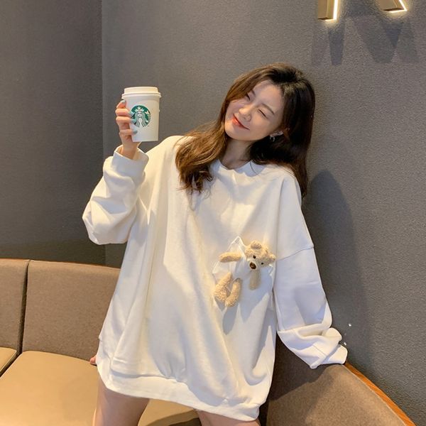 cotton long sleeve women sweatersweater sweater autumn 2020 new solid color loose pocket bear medium and long for women 55zog, Black
cotton long sleeve women sweatersweater sweater autumn 2020 new solid color loose pocket bear medium and long for women 55zog, Black