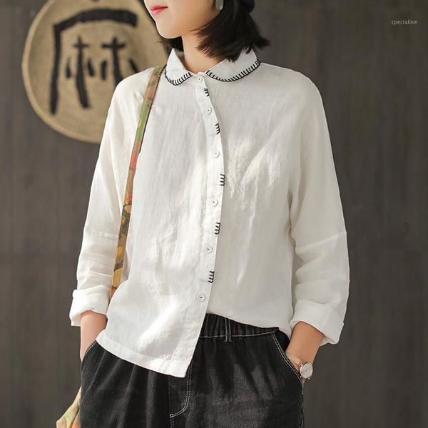 johnature women embroidery shirts cotton linen blouses irregular long sleeve 2019 spring new vintage button shirts women1, White
johnature women embroidery shirts cotton linen blouses irregular long sleeve 2019 spring new vintage button shirts women1, White