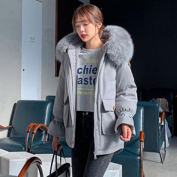 parkas women loose coat 2020 thick winter short jacket hooded cotton liner warm outerwear large size padded jackets female dh158, Black
parkas women loose coat 2020 thick winter short jacket hooded cotton liner warm outerwear large size padded jackets female dh158, Black