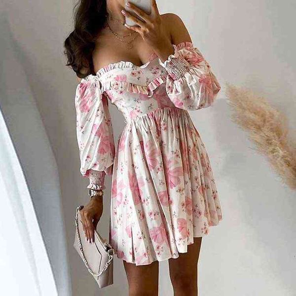 off shoulder long sleeve pink floral women night lcub party dresses slim waist elegant ladies holiday beach dress clothes, Black;gray
off shoulder long sleeve pink floral women night lcub party dresses slim waist elegant ladies holiday beach dress clothes, Black;gray