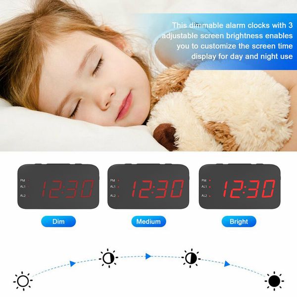 led digital alarm clock usb alarm clock bedside with temperature display, snooze, alarm, adjustable brightness multifunctions
led digital alarm clock usb alarm clock bedside with temperature display, snooze, alarm, adjustable brightness multifunctions
