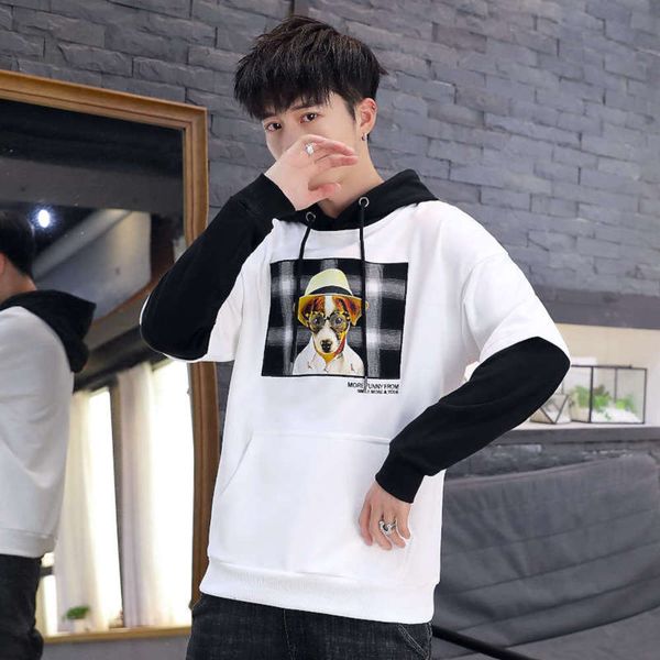 men's spring new sportswear casual sweater pullover long sleeve suit, Gray