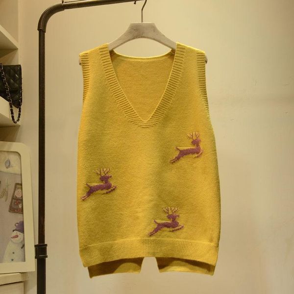 sleeveless v neck fawn pattern knitted vest female frill cartoon pattern college style fashion sweater vest women spring autumn bbysxk, White;black
sleeveless v neck fawn pattern knitted vest female frill cartoon pattern college style fashion sweater vest women spring autumn bbysxk, White;black