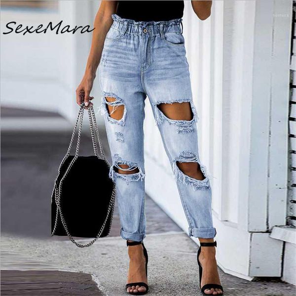 2020 new fashion women jeans elastic waist casual streetwear hole ripped straight jeans for women1, Blue
2020 new fashion women jeans elastic waist casual streetwear hole ripped straight jeans for women1, Blue