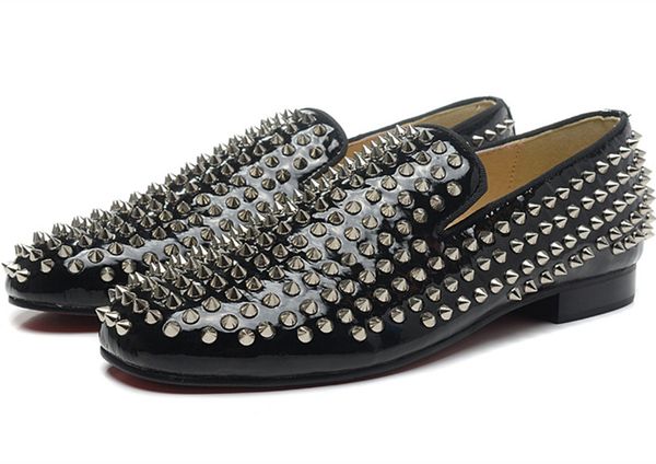 mens red bottom loafers luxury party wedding shoes designer black patent leather with spikes studded flats men casual dress shoe size 39-46
mens red bottom loafers luxury party wedding shoes designer black patent leather with spikes studded flats men casual dress shoe size 39-46