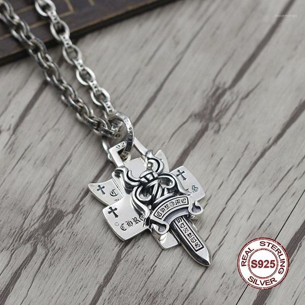 s925 sterling silver pendant personality retro classic punk style cross holy sword wild unique shape send lover's gift1, Blue;slivery
s925 sterling silver pendant personality retro classic punk style cross holy sword wild unique shape send lover's gift1, Blue;slivery