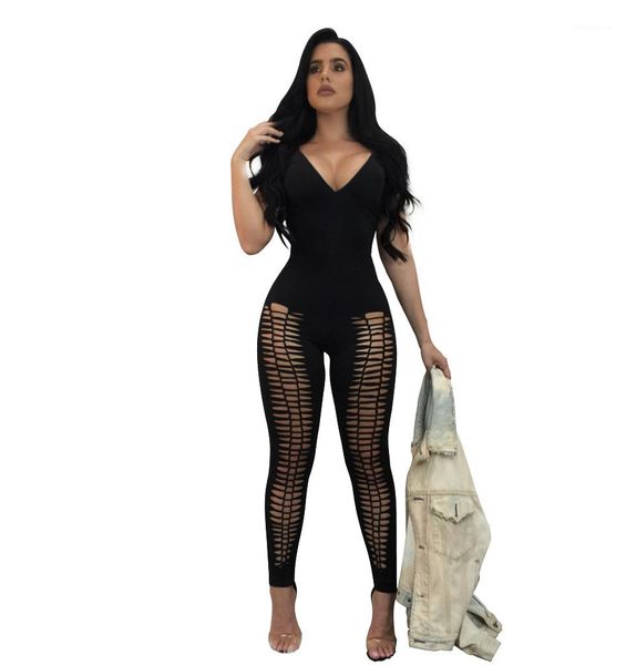 jumpsuit v neck strapless rompers ladies backless solid color jumpsuit women hollow out, Black;white 
jumpsuit v neck strapless rompers ladies backless solid color jumpsuit women hollow out, Black;white