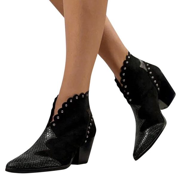 2020 women rivet ankles winter pu leather cowboy high heel woman pointed toe female snake boots women's autumn drop shipping, Black
2020 women rivet ankles winter pu leather cowboy high heel woman pointed toe female snake boots women's autumn drop shipping, Black