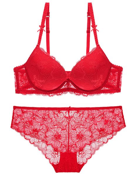 set bra push up women's lingerie padded cup floral pattern wired ideal small chest lace underwear for women, Red;black
set bra push up women's lingerie padded cup floral pattern wired ideal small chest lace underwear for women, Red;black