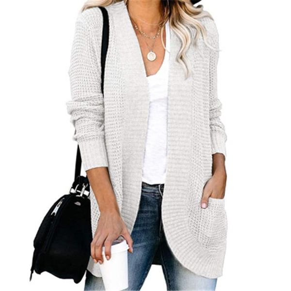 ladies cardigan sweater fashion trend solid color long sleeve big pocket mid-length designer female autumn new loose casual sweater, White;black
ladies cardigan sweater fashion trend solid color long sleeve big pocket mid-length designer female autumn new loose casual sweater, White;black