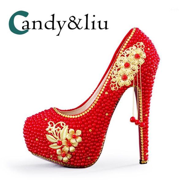 red super high heel bride shoes handmade gold flower exquisite tassel crystal pumps with pearls round toe royal court style1, Black
red super high heel bride shoes handmade gold flower exquisite tassel crystal pumps with pearls round toe royal court style1, Black