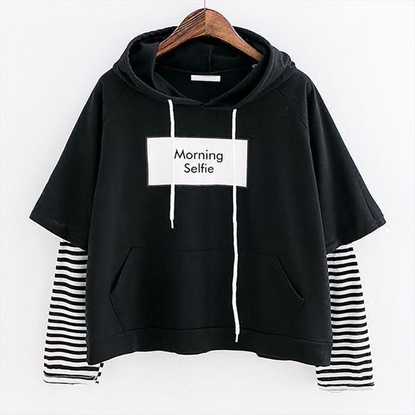 hoodies morning selfie moletom women striped patchwork hoodies sweatshirts with front pocket crop hoodie drop, Black
hoodies morning selfie moletom women striped patchwork hoodies sweatshirts with front pocket crop hoodie drop, Black
