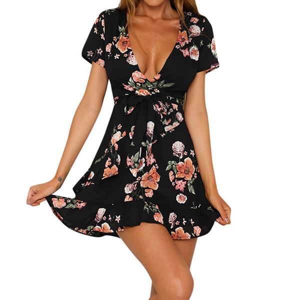 women bohemian v neckline dress flower print short sleeve irregular beach dress mini black chiffon party dress vestidos#t2, Black;gray
women bohemian v neckline dress flower print short sleeve irregular beach dress mini black chiffon party dress vestidos#t2, Black;gray