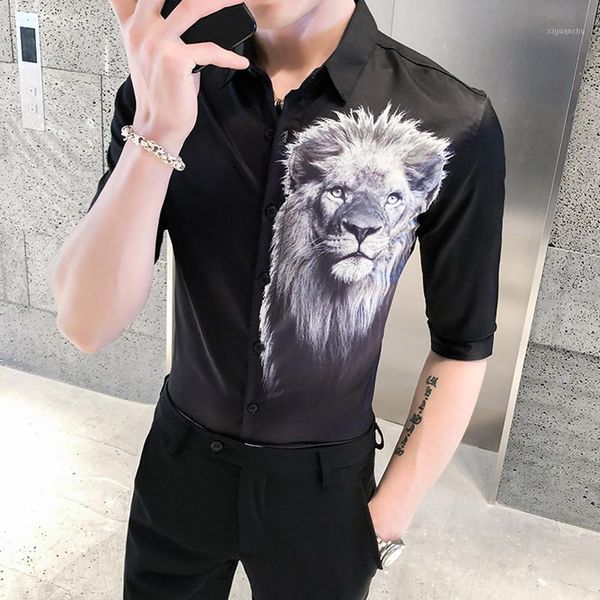 lion print funny mens shirt summer half sleeve casual slim streetwear social shirt night club party singer stage clothes camisa1, White;black
lion print funny mens shirt summer half sleeve casual slim streetwear social shirt night club party singer stage clothes camisa1, White;black