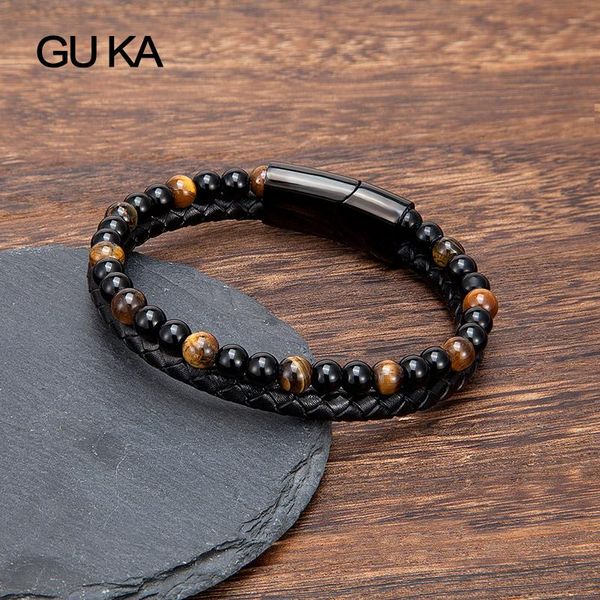 tiger eye bracelet handmade black leather bangles natural stone men jewelry rope beaded stainless steel bracelets friends gift, Golden;silver
tiger eye bracelet handmade black leather bangles natural stone men jewelry rope beaded stainless steel bracelets friends gift, Golden;silver