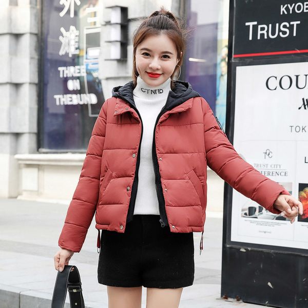 2021 newshort style women's winter jacket cotton padded covered button female cold coat hooded collar thicken kwk2, Black;brown
2021 newshort style women's winter jacket cotton padded covered button female cold coat hooded collar thicken kwk2, Black;brown