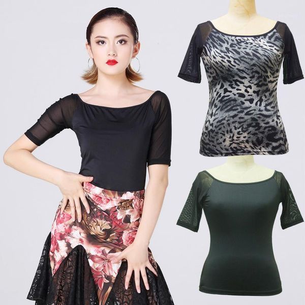 latin dance jacket women's new mesh sleeve dance uniform modern national standard short sleeve leopard print dqt10571, Black;red
latin dance jacket women's new mesh sleeve dance uniform modern national standard short sleeve leopard print dqt10571, Black;red