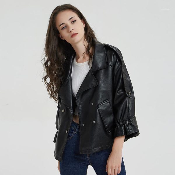 new pu leather jacket women double breasted flare sleeve short motorcycle biker leather jackets ladies black brown outwear1
new pu leather jacket women double breasted flare sleeve short motorcycle biker leather jackets ladies black brown outwear1