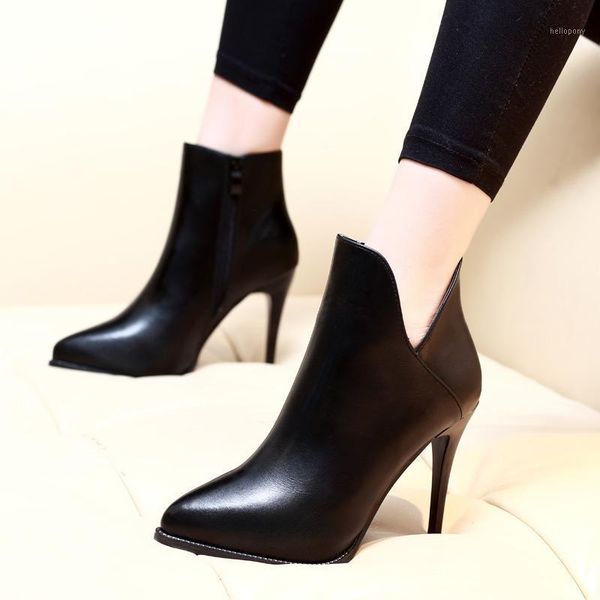 new thin high heels pointed toe soft genuine split leather ankle boots for women spring autumn ladies boots shoes g00491, Black
new thin high heels pointed toe soft genuine split leather ankle boots for women spring autumn ladies boots shoes g00491, Black