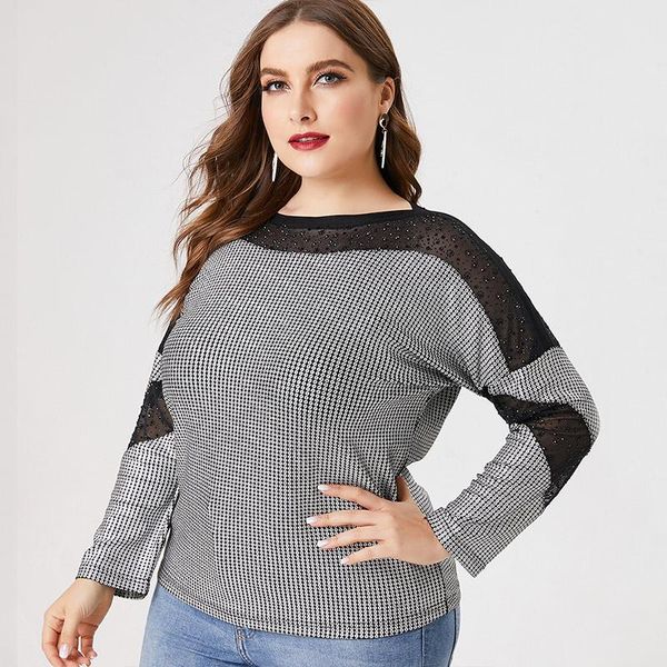 women's t-shirt 2021 fall women long sleeve plaid fashion ladies elegant mom clothes plus size womens check, White
women's t-shirt 2021 fall women long sleeve plaid fashion ladies elegant mom clothes plus size womens check, White
